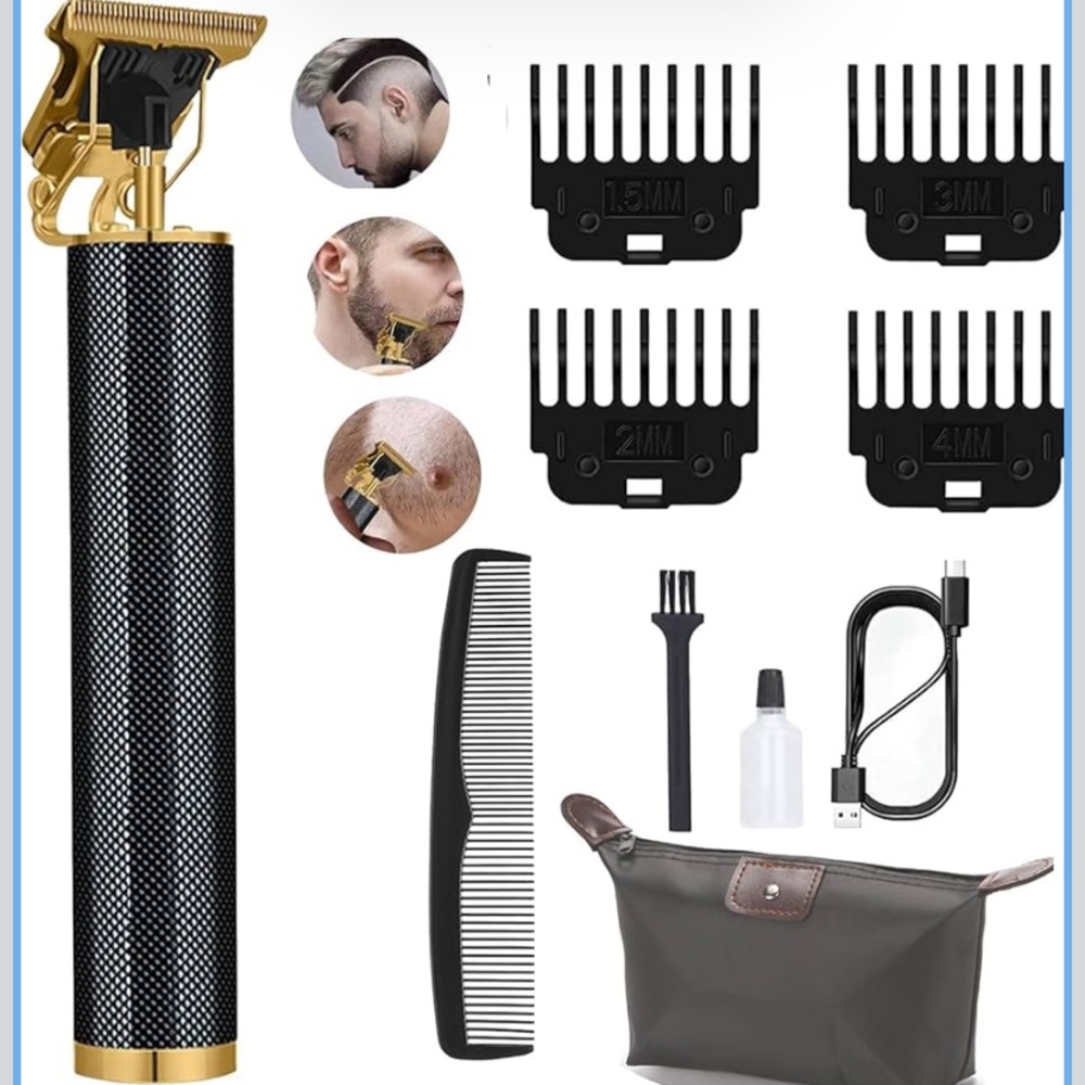 KEPOSON Black Cordless Beard and Hair Trimmer for Men